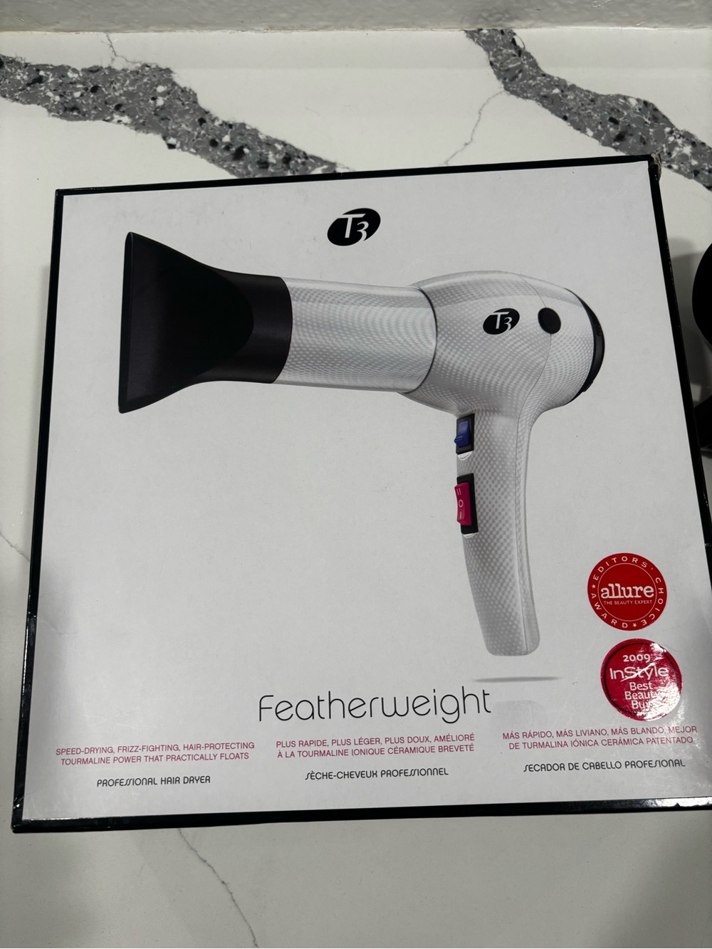 T3 White and Black Featherweight Hair Dryer